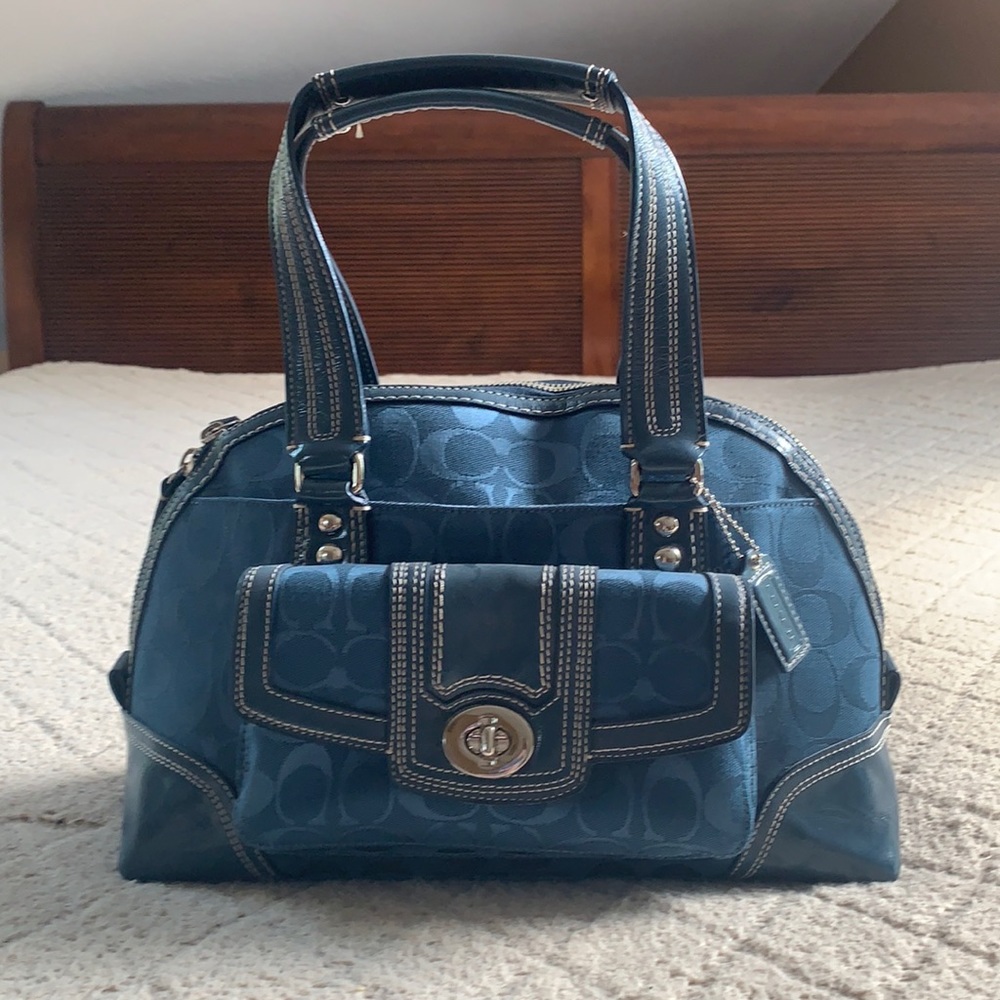 Women’s Coach Signature Leather and Canvas Handbag